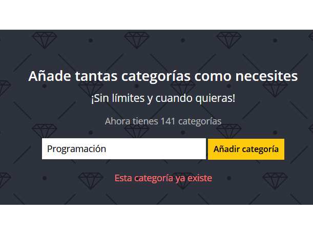 Opción para añadir únicamente nuevas categorías sin necesidad de crear un nuevo registro